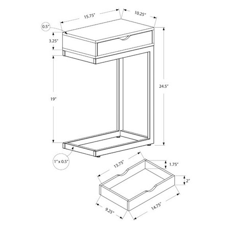 Monarch Specialties Accent Table - Chrome Metal / Glossy White With A Drawer I 3031